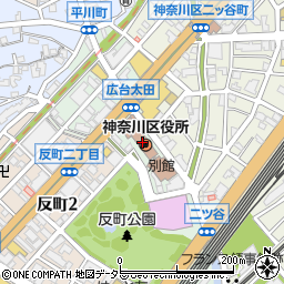 横浜市神奈川区役所周辺の地図