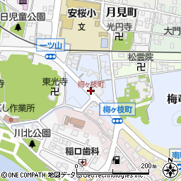 梅ヶ枝町周辺の地図