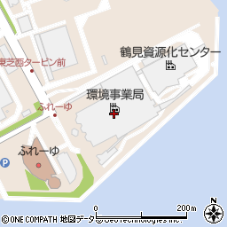 横浜市役所資源循環局　適正処理計画部鶴見工場周辺の地図