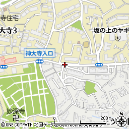 神大寺交差点周辺の地図
