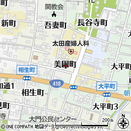 岐阜県関市美園町周辺の地図