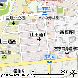 岐阜県関市山王通周辺の地図