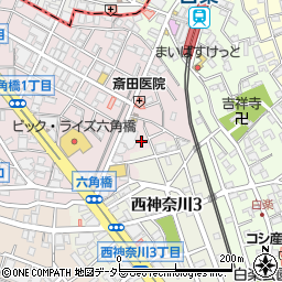 神奈川県横浜市神奈川区六角橋1丁目2-17周辺の地図