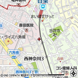 神奈川県横浜市神奈川区六角橋1丁目5-2周辺の地図