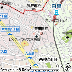 神奈川県横浜市神奈川区六角橋1丁目9-2周辺の地図