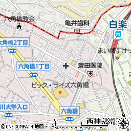 神奈川県横浜市神奈川区六角橋1丁目9-15周辺の地図