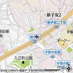 横浜市神奈川区新子安2-1 akippa駐車場周辺の地図