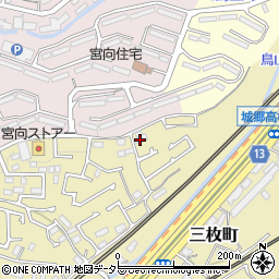 たのしい家 神奈川三枚町周辺の地図