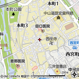 中津川珠算研究会横町教場周辺の地図
