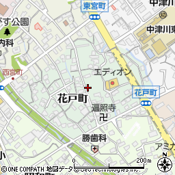 岐阜県中津川市花戸町周辺の地図