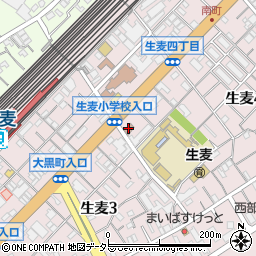横浜生麦郵便局周辺の地図