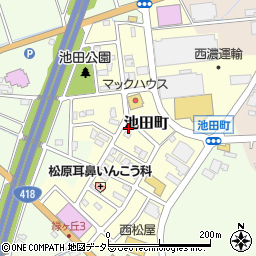 岐阜県関市池田町周辺の地図