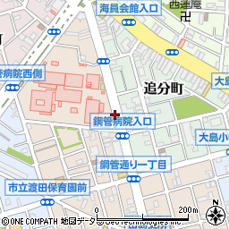 鋼管病院前周辺の地図