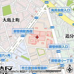 日本鋼管病院周辺の地図