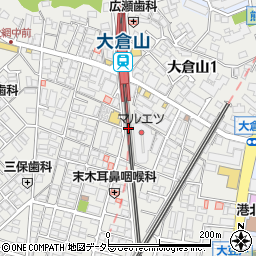 横浜市営駐輪場大倉山駅周辺の地図