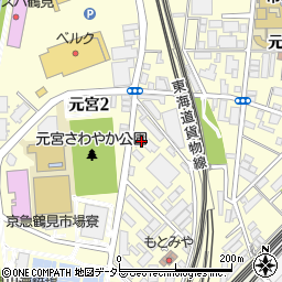 神奈川県横浜市鶴見区元宮周辺の地図
