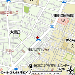 ローソンストア１００川崎大島店周辺の地図