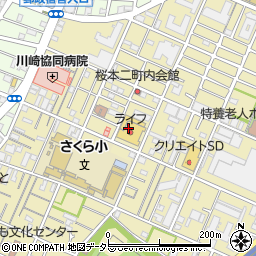 ライフ川崎桜本店周辺の地図