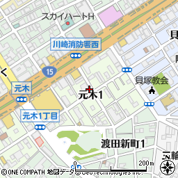 神奈川県川崎市川崎区元木周辺の地図