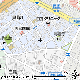 神奈川県川崎市川崎区貝塚2丁目周辺の地図