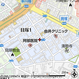 神奈川県川崎市川崎区貝塚周辺の地図