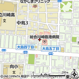 タイムズ総合川崎臨港病院第１駐車場周辺の地図