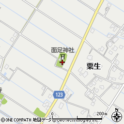 粟生岡自治区公民館周辺の地図