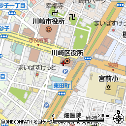 川崎区役所　総合案内危機管理担当課長・地域防災周辺の地図