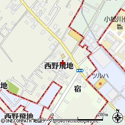 千葉県東金市西野飛地周辺の地図