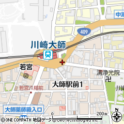 大師参道入口周辺の地図
