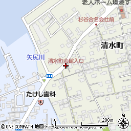 清水町会館入口周辺の地図