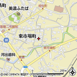岐阜県美濃市東市場町周辺の地図
