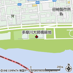 多摩川大師橋緑地周辺の地図