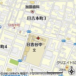 港北区役所　日吉台中学校コミュニティ・スクール周辺の地図