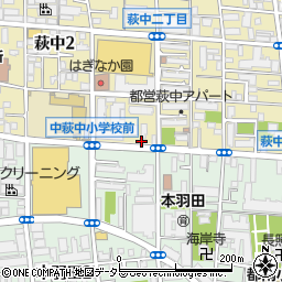 羽田精光萩中工場周辺の地図