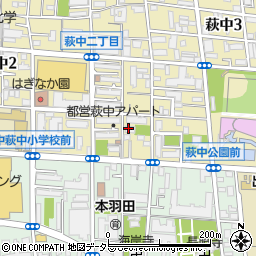 大田区役所児童館　萩中三丁目周辺の地図