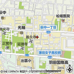 東京都大田区萩中1丁目周辺の地図