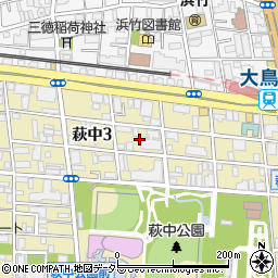 東京都大田区萩中3丁目11周辺の地図