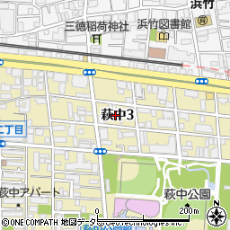 東京都大田区萩中3丁目12周辺の地図