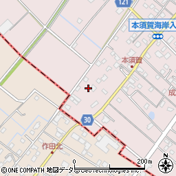 千葉県山武市本須賀3621-2周辺の地図