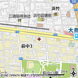 東京都大田区萩中3丁目4周辺の地図