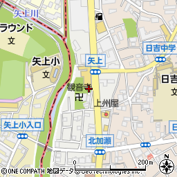 神奈川県川崎市幸区矢上周辺の地図