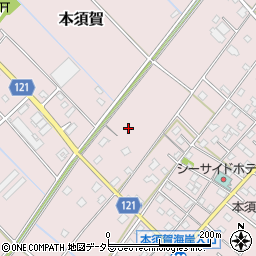 千葉県山武市本須賀周辺の地図