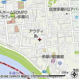 東京都大田区多摩川2丁目周辺の地図