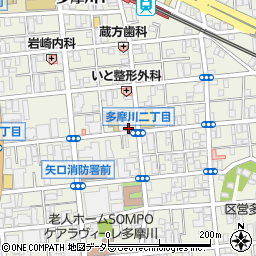 東京都大田区多摩川1丁目34-13周辺の地図