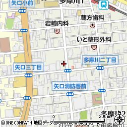 東京都大田区多摩川1丁目36-14周辺の地図