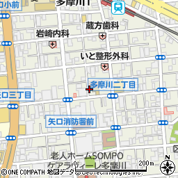 東京都大田区多摩川1丁目34周辺の地図