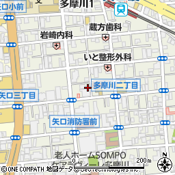東京都大田区多摩川1丁目34-4周辺の地図