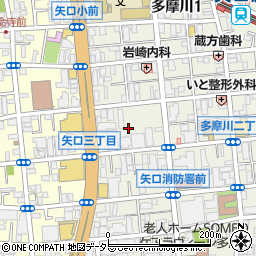 東京都大田区多摩川1丁目36周辺の地図