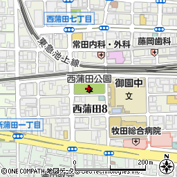 西蒲田公園周辺の地図